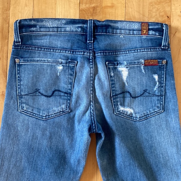 😎7 For All Mankind Crop Straight Leg Cuffed Jeans low rise - Picture 4 of 6